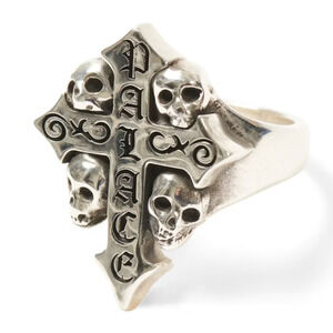 Palace tgf skill cross ring silver (size SMALL)